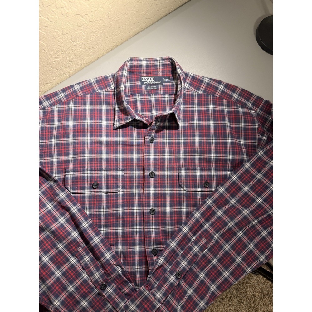 Polo Ralph Lauren Men's G.I. Shirt Plaid Flannel Cotton 2XL XXL Long Sleeve‎